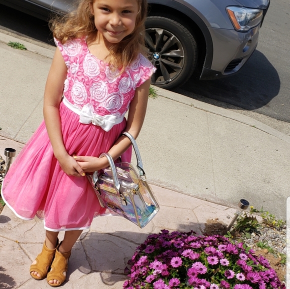 Camel Girls peep toe booties with tiny heel - Picture 2 of 8